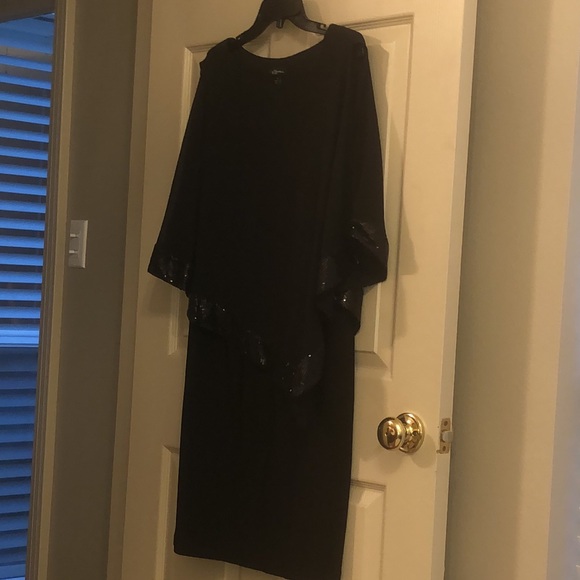 Black Jersey tank dress with sheer and sequin over - Picture 11 of 11